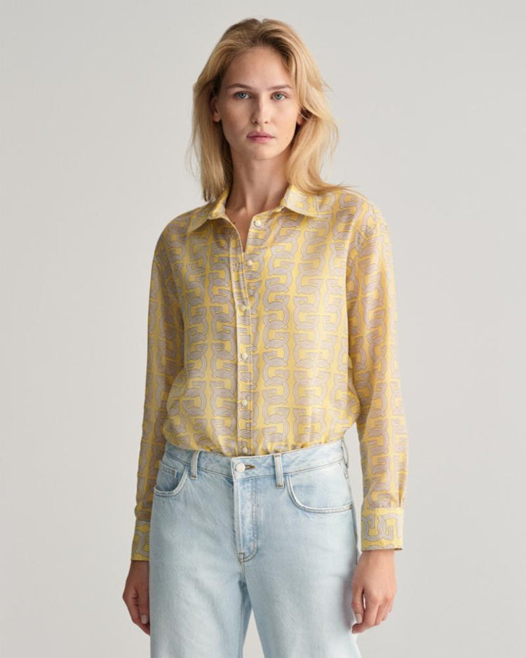 Gant Apparel Womens REL G PATTERN COT SILK SHIRT 726/DUSTY YELLOW