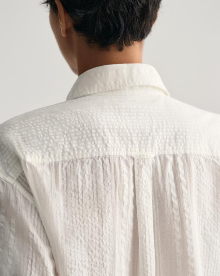 Gant Apparel Womens REL SEERSUCKER STRIPE SHIRT 110/WHITE