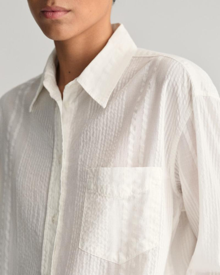 Gant Apparel Womens REL SEERSUCKER STRIPE SHIRT 110/WHITE