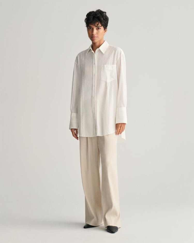 Gant Apparel Womens REL SEERSUCKER STRIPE SHIRT 110/WHITE