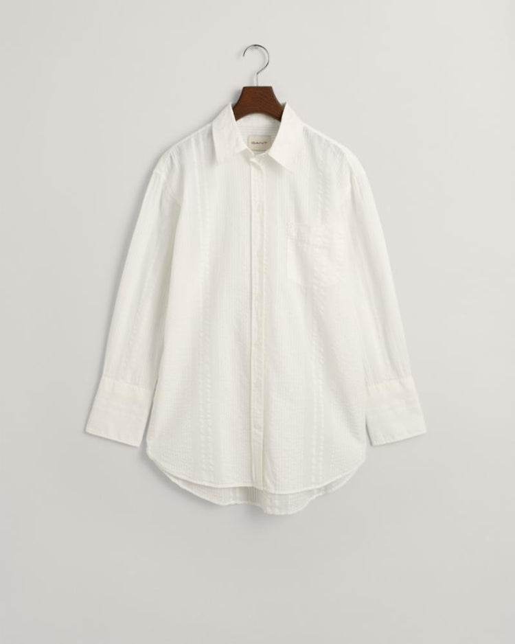 Gant Apparel Womens REL SEERSUCKER STRIPE SHIRT 110/WHITE