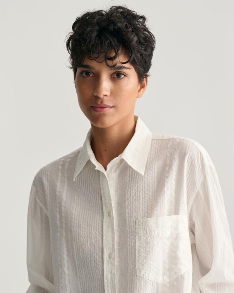 Gant Apparel Womens REL SEERSUCKER STRIPE SHIRT 110/WHITE