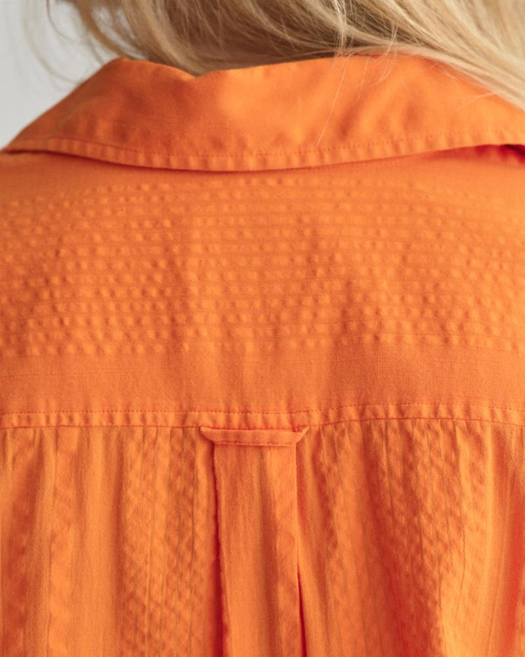Gant Apparel Womens REL SEERSUCKER STRIPE SHIRT 860/PUMPKIN ORANGE
