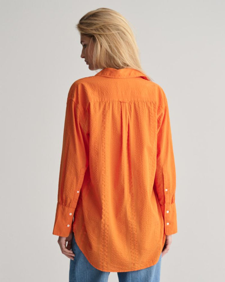 Gant Apparel Womens REL SEERSUCKER STRIPE SHIRT 860/PUMPKIN ORANGE