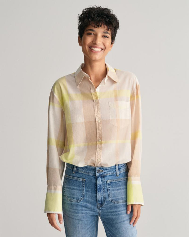 Gant Apparel Womens REL MADRASS CHECK SHIRT 277/DRY SAND