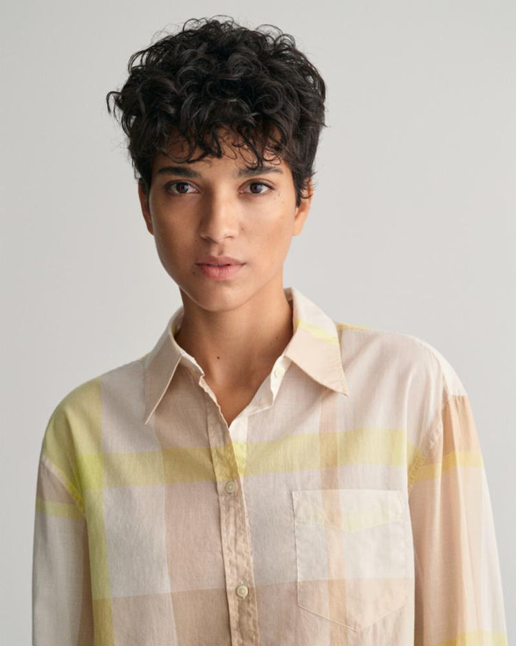 Gant Apparel Womens REL MADRASS CHECK SHIRT 277/DRY SAND