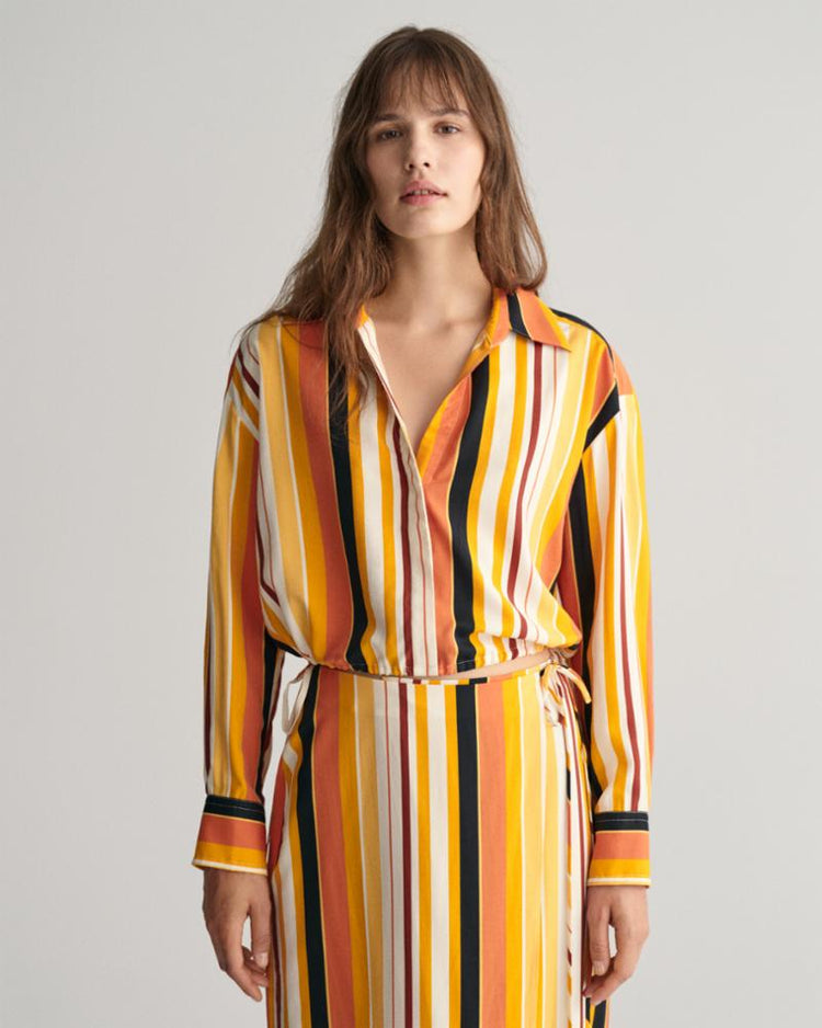 Gant Apparel Womens REL STRIPED SHORT TIE BAND SHIRT 779/MEDAL YELLOW