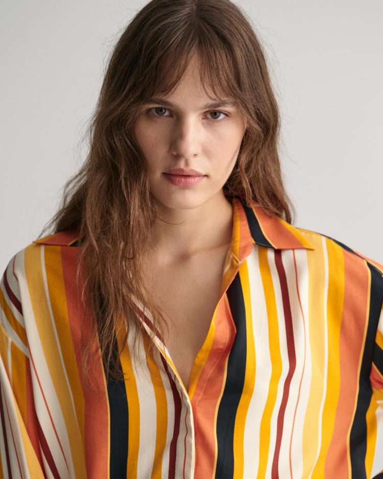 Gant Apparel Womens REL STRIPED SHORT TIE BAND SHIRT 779/MEDAL YELLOW