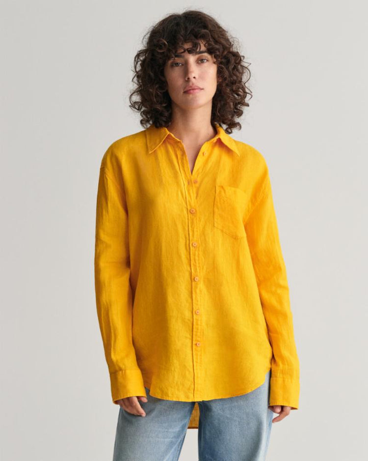 Gant Apparel Womens REL LINEN SHIRT 779/MEDAL YELLOW