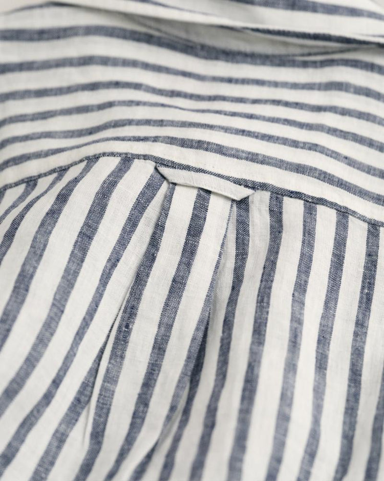 Gant Apparel Womens REL STRIPED LINEN SHIRT 433/EVENING BLUE