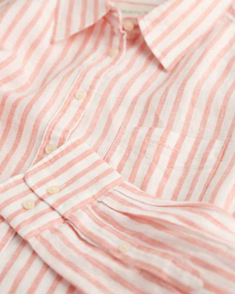 Gant Apparel Womens REL STRIPED LINEN SHIRT 624/PEACHY PINK