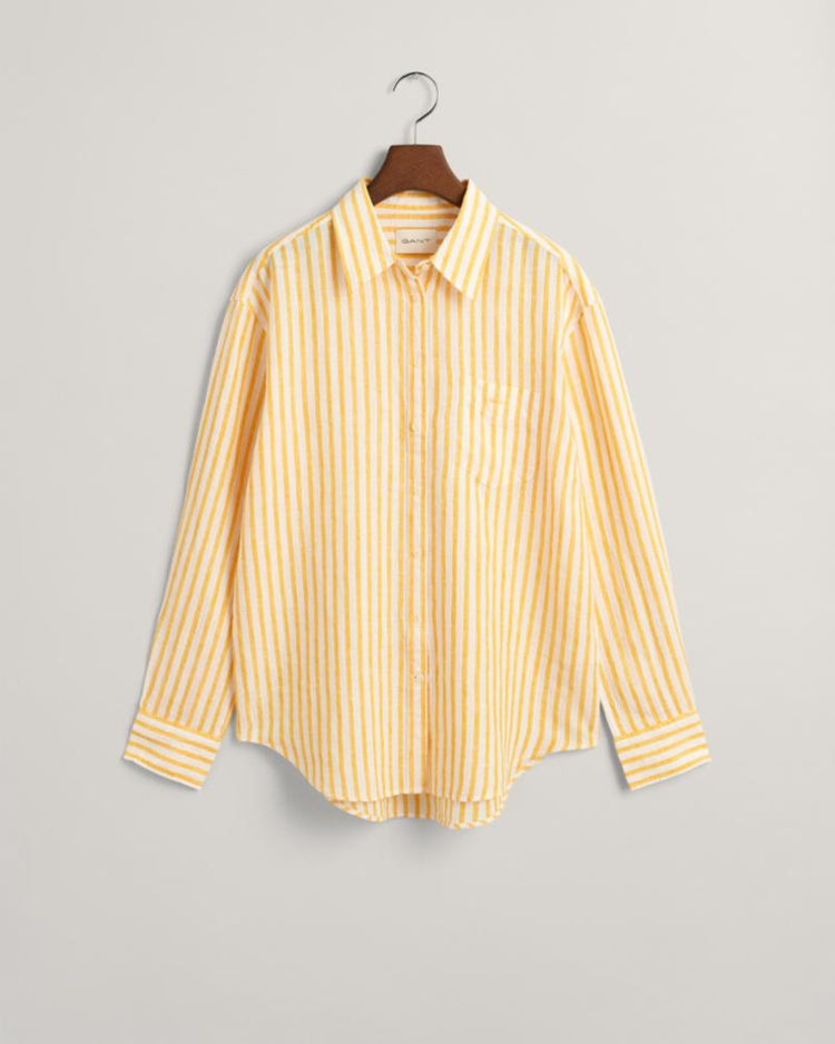 Gant Apparel Womens REL STRIPED LINEN SHIRT 779/MEDAL YELLOW