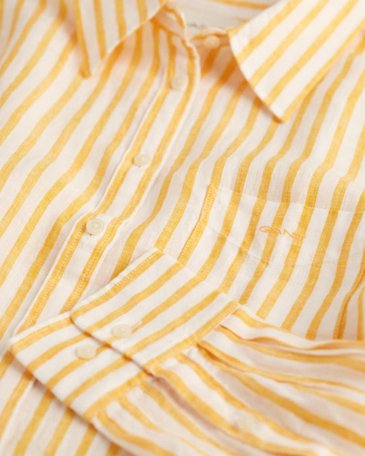Gant Apparel Womens REL STRIPED LINEN SHIRT 779/MEDAL YELLOW