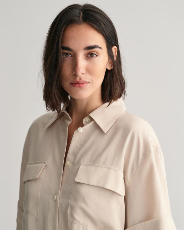 Gant Apparel Womens REL POCKET SS SHIRT 233/SOFT OAT