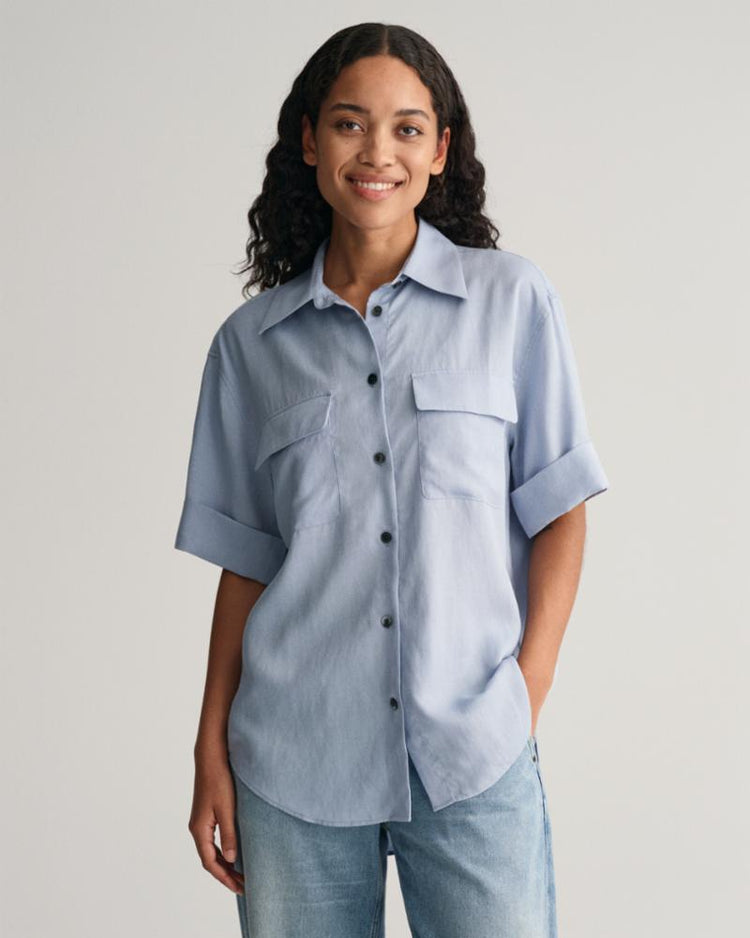 Gant Apparel Womens REL POCKET SS SHIRT 474/DOVE BLUE