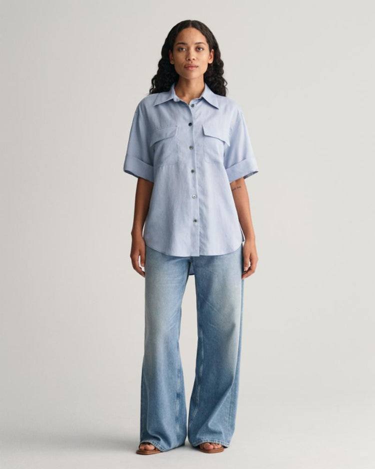 Gant Apparel Womens REL POCKET SS SHIRT 474/DOVE BLUE