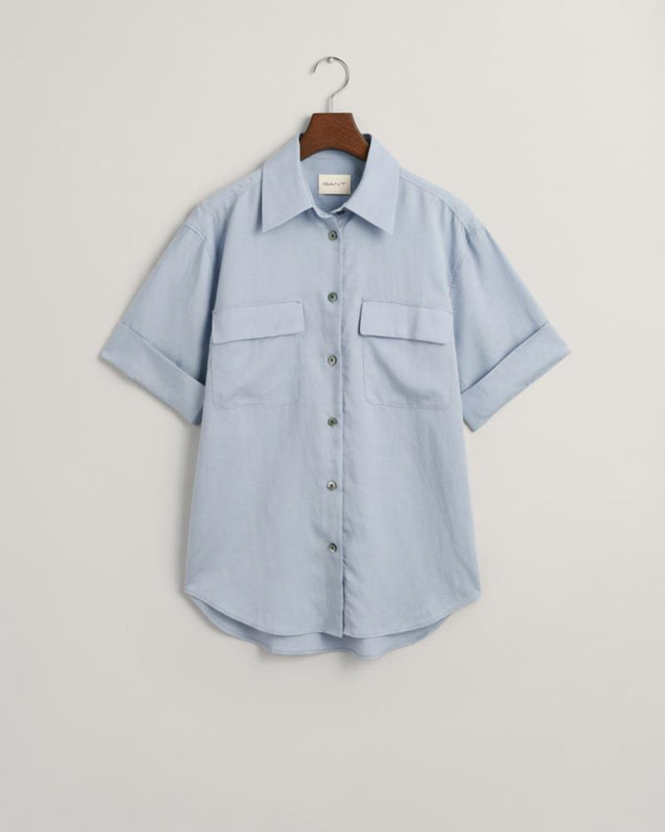 Gant Apparel Womens REL POCKET SS SHIRT 474/DOVE BLUE