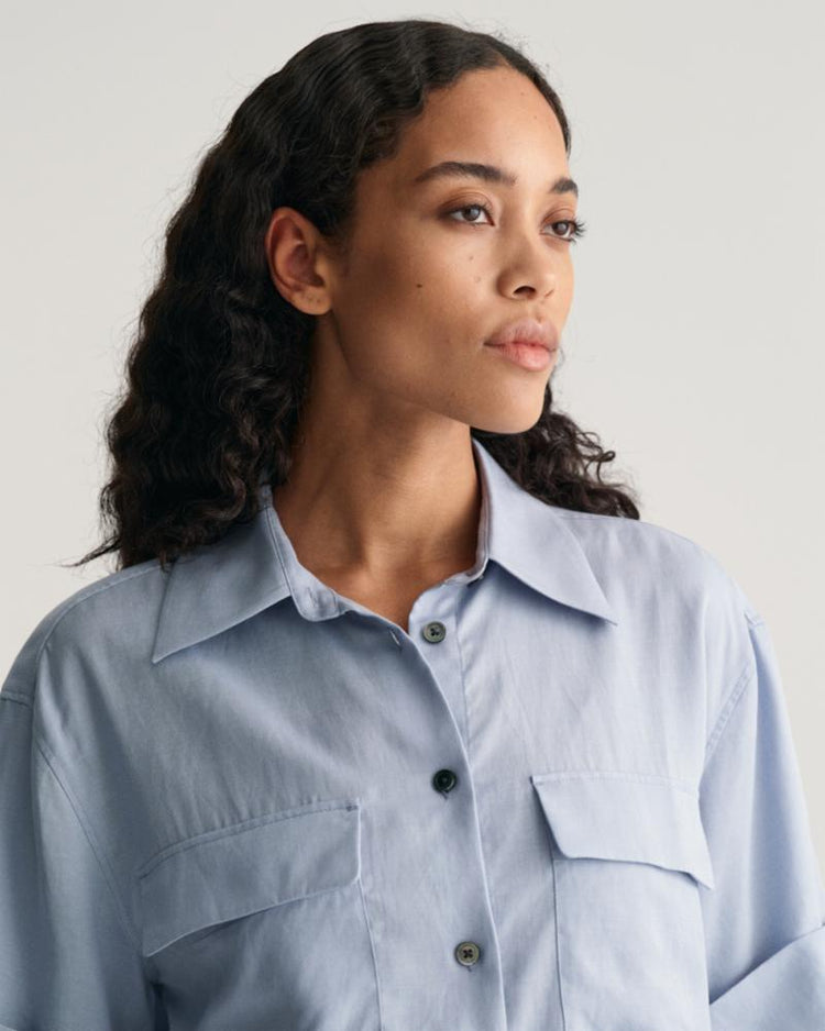 Gant Apparel Womens REL POCKET SS SHIRT 474/DOVE BLUE