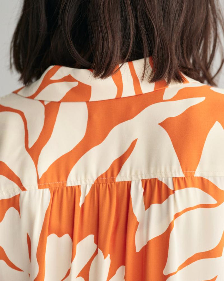 Gant Apparel Womens REL PALM PRINT SS SHIRT 860/PUMPKIN ORANGE