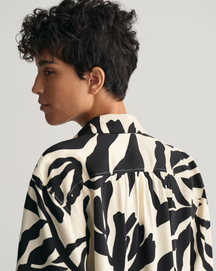 Gant Apparel Womens REL PALM PRINT SS SHIRT 233/SOFT OAT