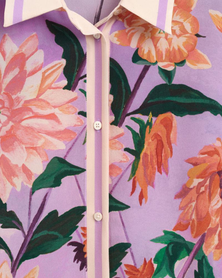 Gant Apparel Womens DAHLIA PRINT SILK SS SHIRT 519/CROCUS PURPLE