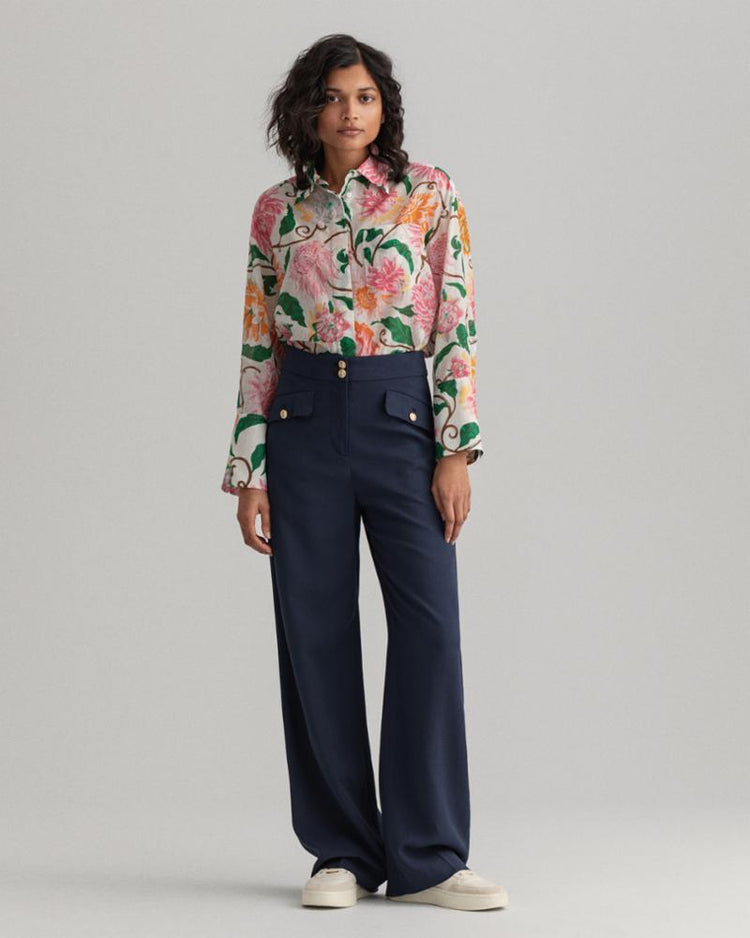 Gant Apparel Womens OZ DAHLIA PRINT COT SILK SHIRT 113/EGGSHELL