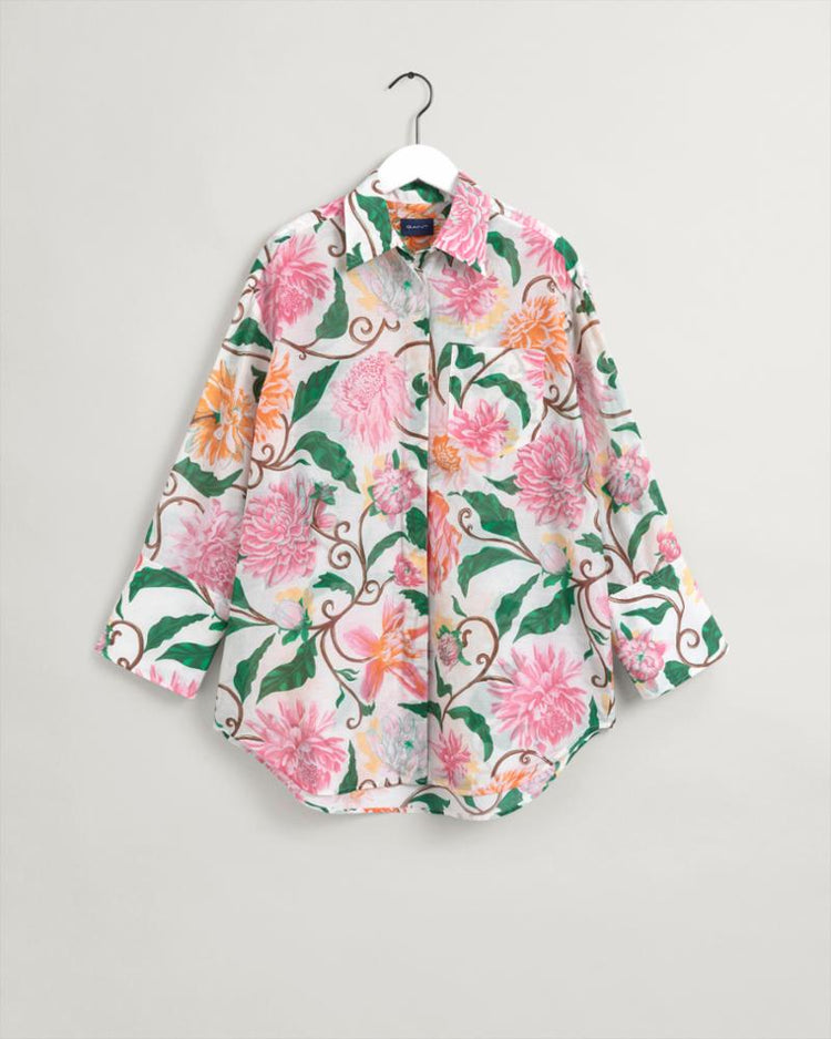Gant Apparel Womens OZ DAHLIA PRINT COT SILK SHIRT 113/EGGSHELL