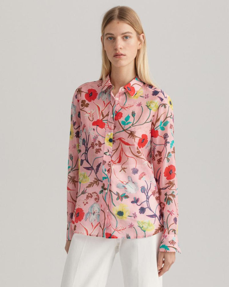 Gant Apparel Womens REG WILD FLORAL COT SILK SHIRT 614/PREPPY PINK