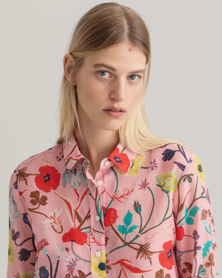 Gant Apparel Womens REG WILD FLORAL COT SILK SHIRT 614/PREPPY PINK