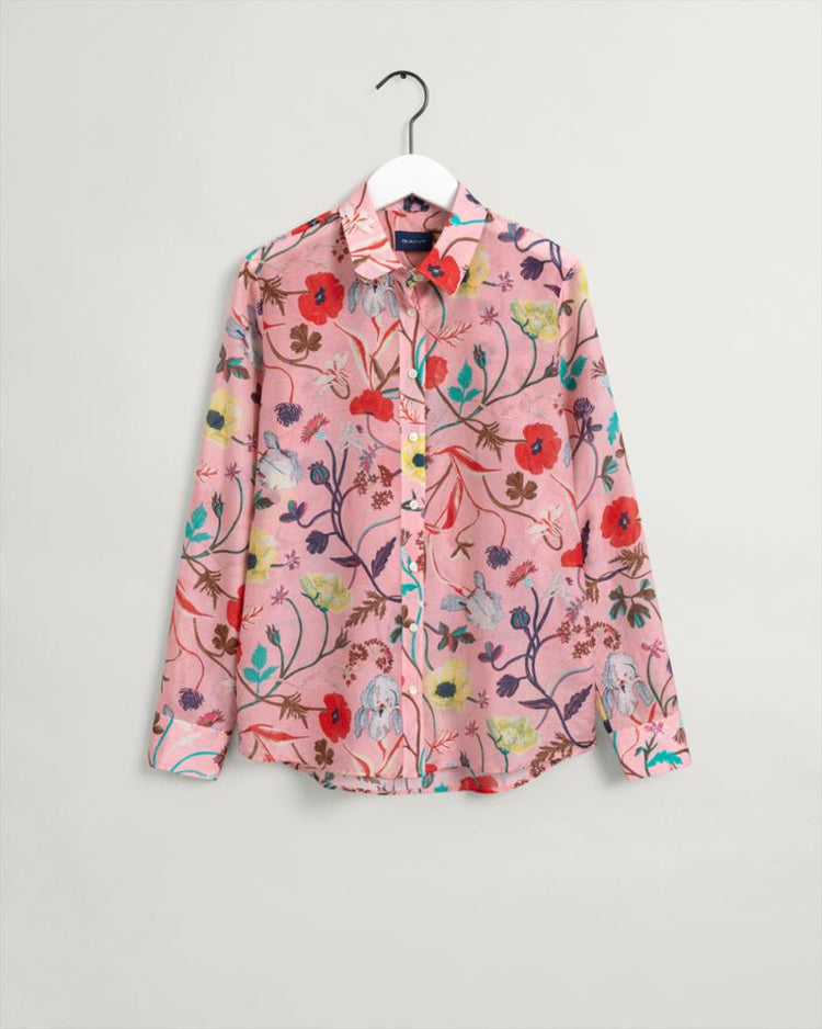 Gant Apparel Womens REG WILD FLORAL COT SILK SHIRT 614/PREPPY PINK