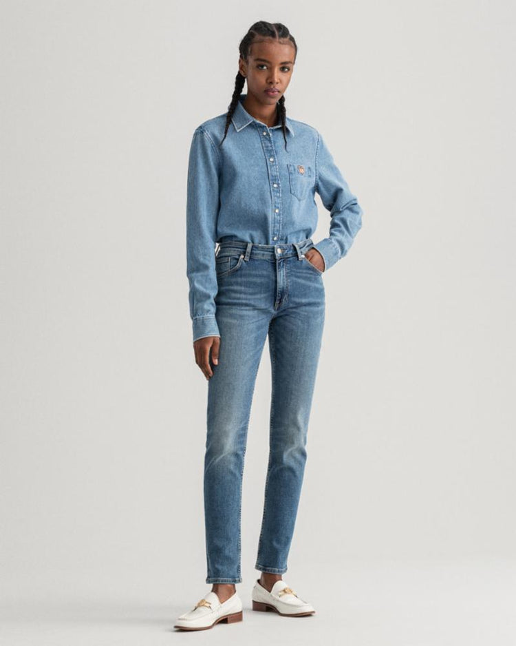 Gant Apparel Womens REGULAR INDIGO CHAMBRAY SHIRT 969/INDIGO