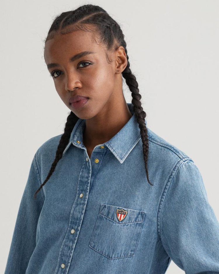 Gant Apparel Womens REGULAR INDIGO CHAMBRAY SHIRT 969/INDIGO