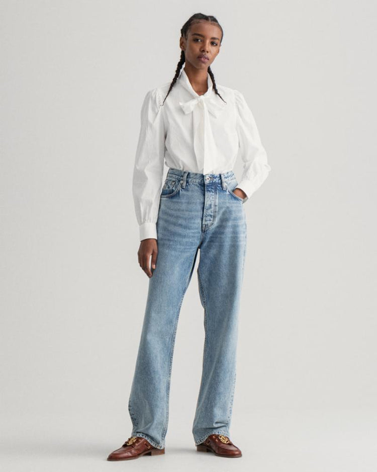 Gant Apparel Womens BOW OXFORD PUFF SHIRT 113/EGGSHELL