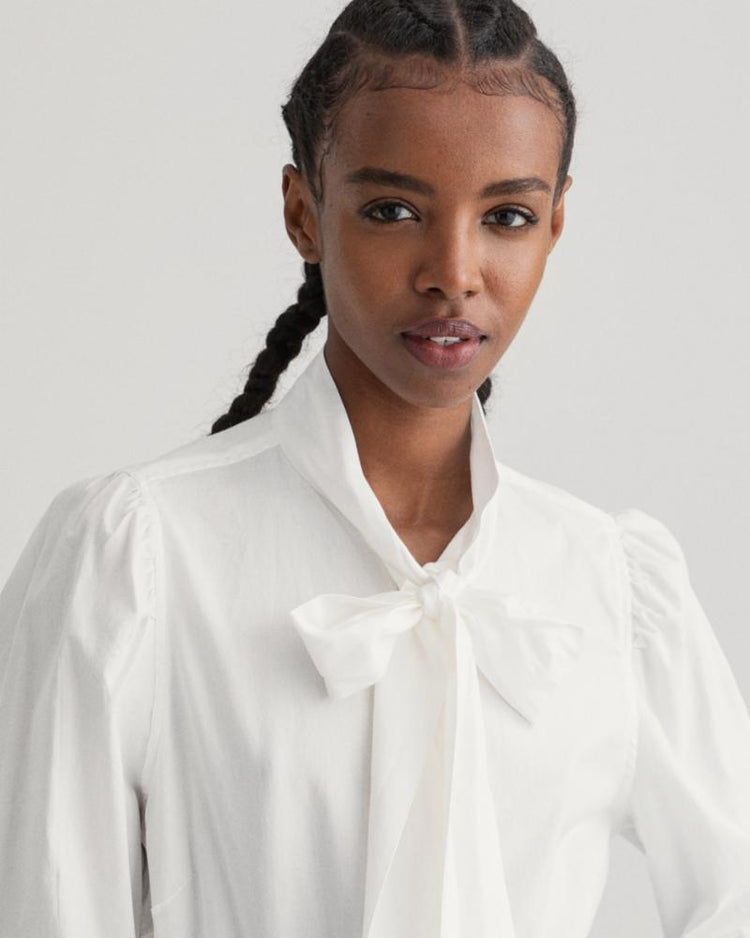 Gant Apparel Womens BOW OXFORD PUFF SHIRT 113/EGGSHELL