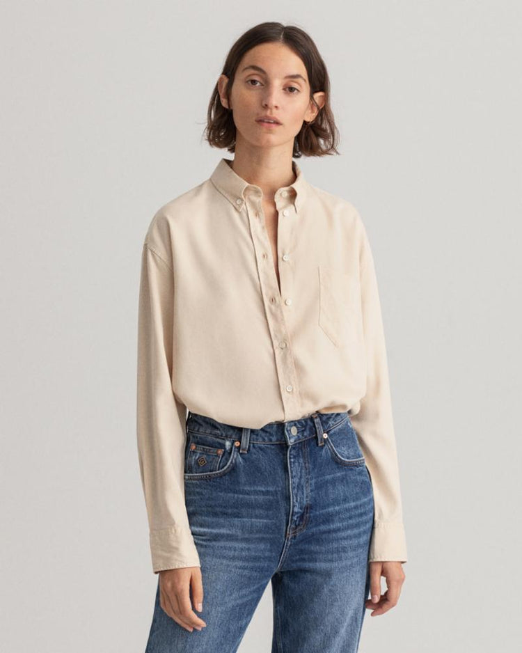 Gant Apparel Womens PP REL LYOCELL SHIRT 221/DESERT BEIGE