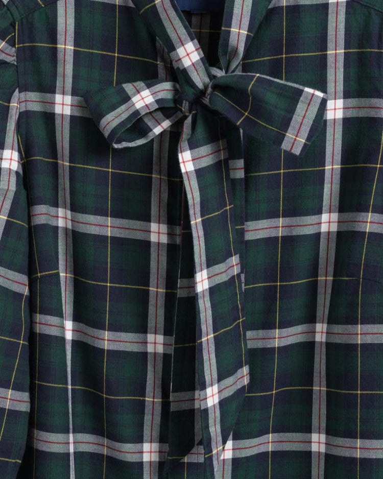 Gant Apparel Womens BOW CHECK PUFF SHIRT 374/TARTAN GREEN