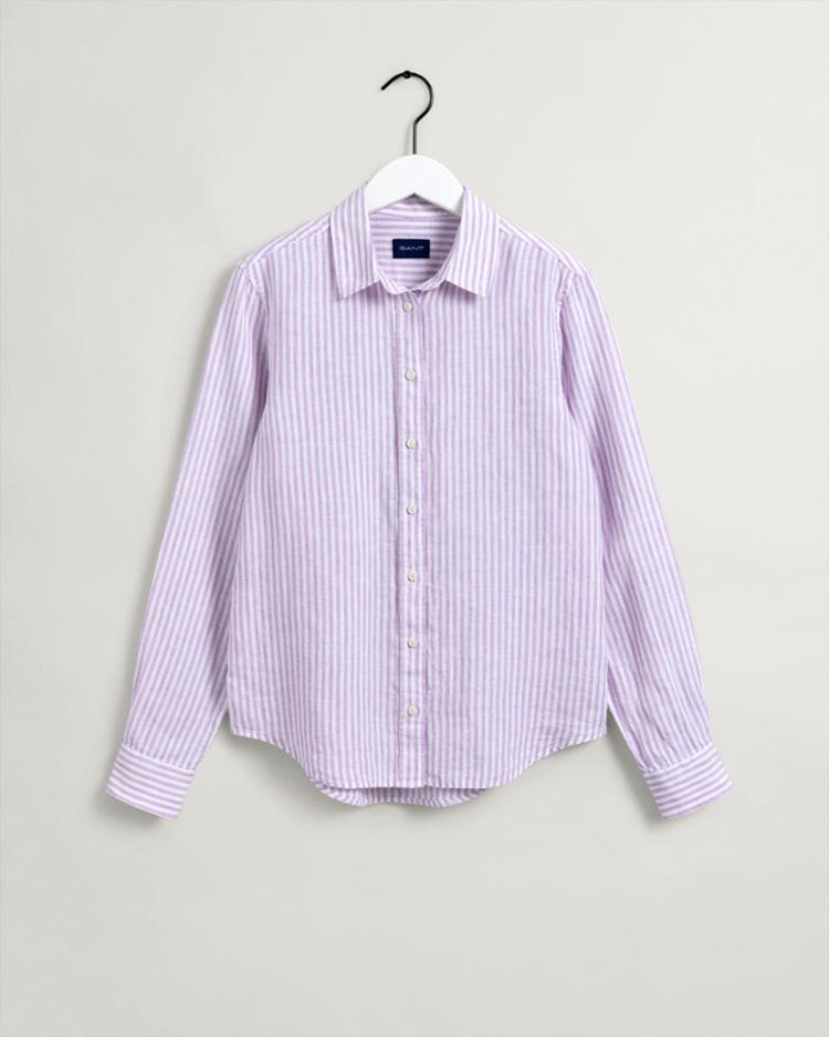 Gant Apparel Womens REG LINEN STRIPE SHIRT 519/CROCUS PURPLE