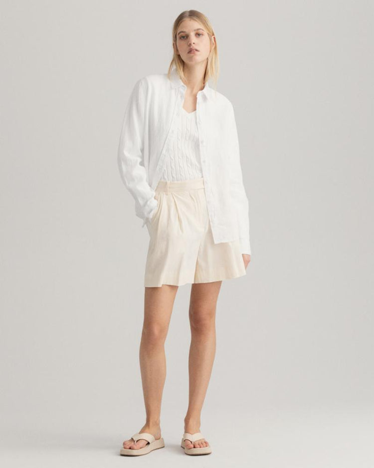 Gant Apparel Womens REG LINEN CHAMBRAY SHIRT 110/WHITE