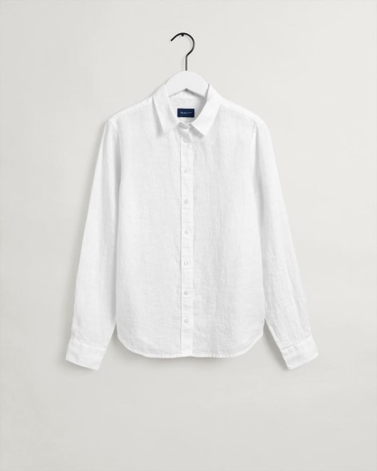 Gant Apparel Womens REG LINEN CHAMBRAY SHIRT 110/WHITE