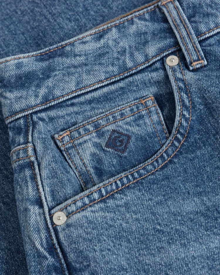 Gant Apparel Womens MIDI DENIM SKIRT WITH SLIT 972/MID BLUE BROKEN IN