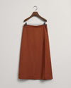 Gant Apparel Womens LINEN VISCOSE MIDI SKIRT 229/MAHOGANY BROWN