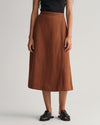 Gant Apparel Womens LINEN VISCOSE MIDI SKIRT 229/MAHOGANY BROWN