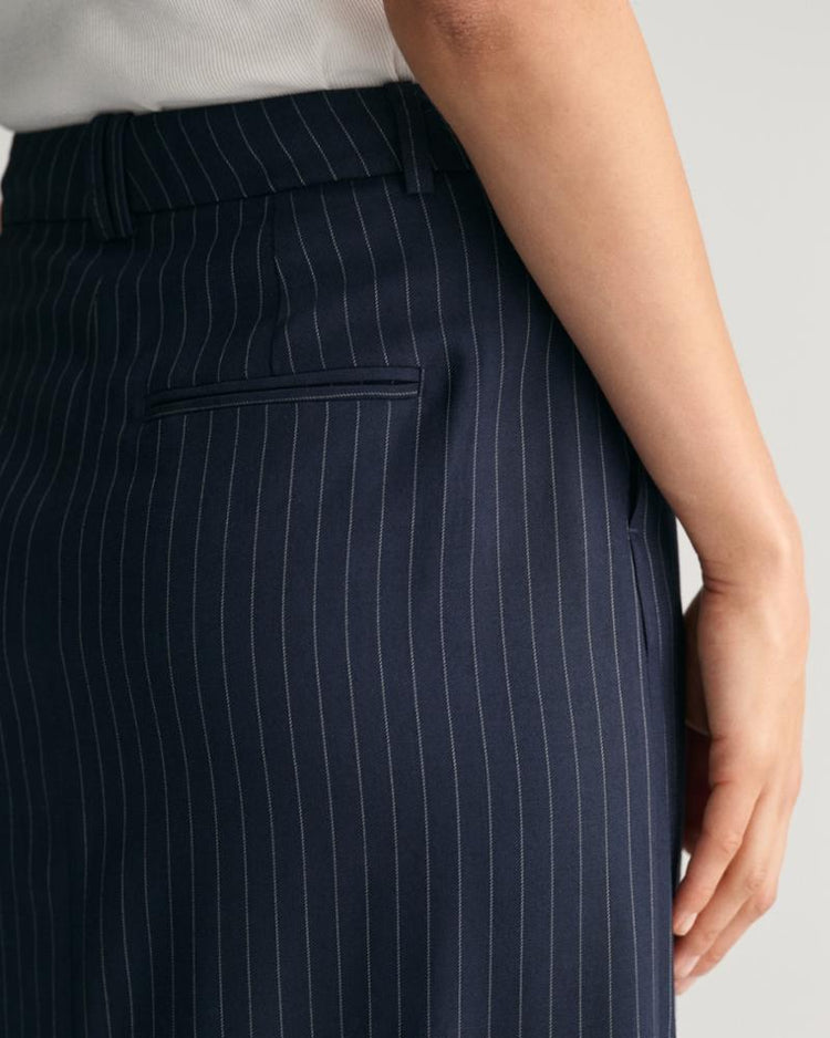 Gant Apparel Womens PINSTRIPE PLEATED MAXI SKIRT 433/EVENING BLUE