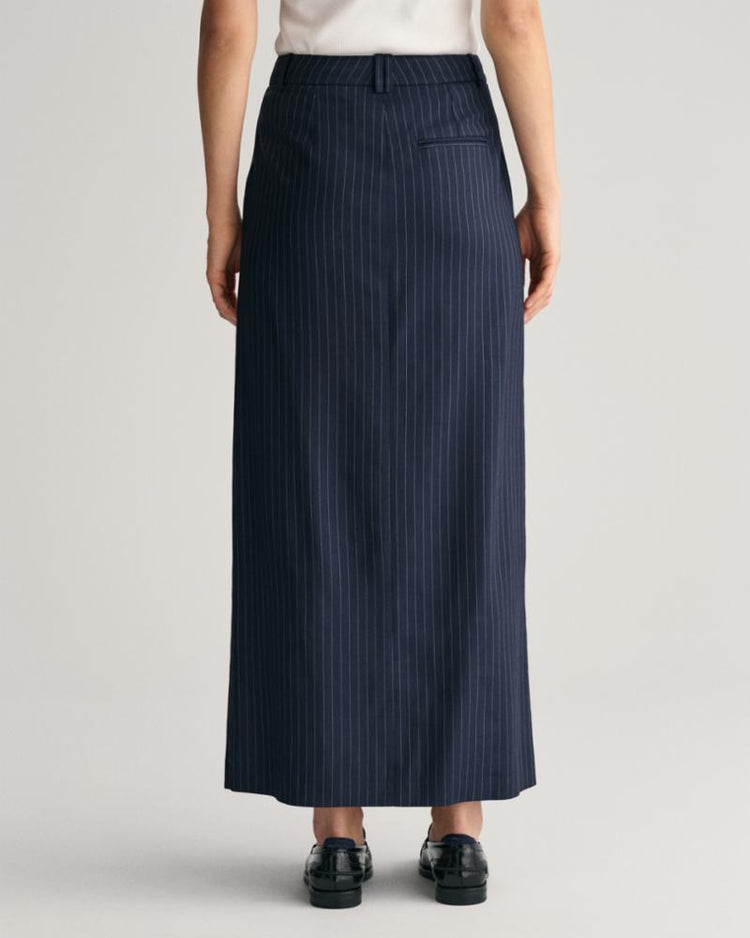 Gant Apparel Womens PINSTRIPE PLEATED MAXI SKIRT 433/EVENING BLUE