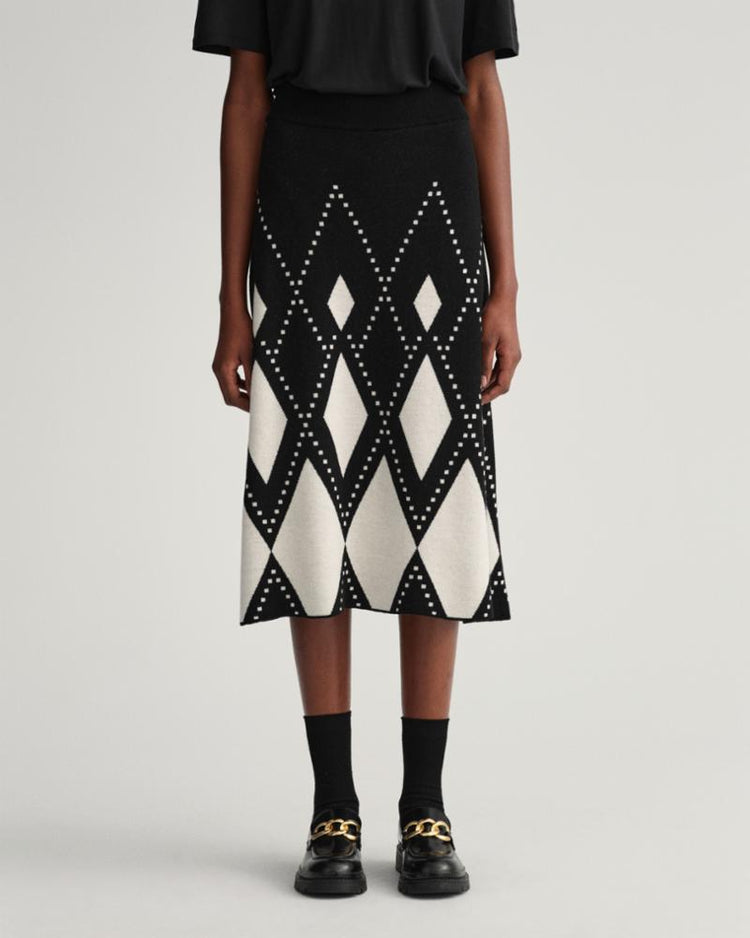 Gant Apparel Womens ARGYLE SKIRT 19/EBONY BLACK