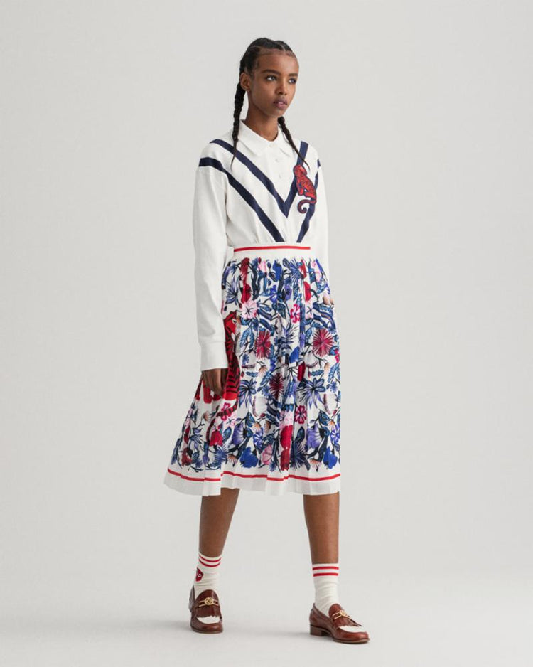 Gant Apparel Womens TIGER FLORAL PLEATED SKIRT 113/EGGSHELL