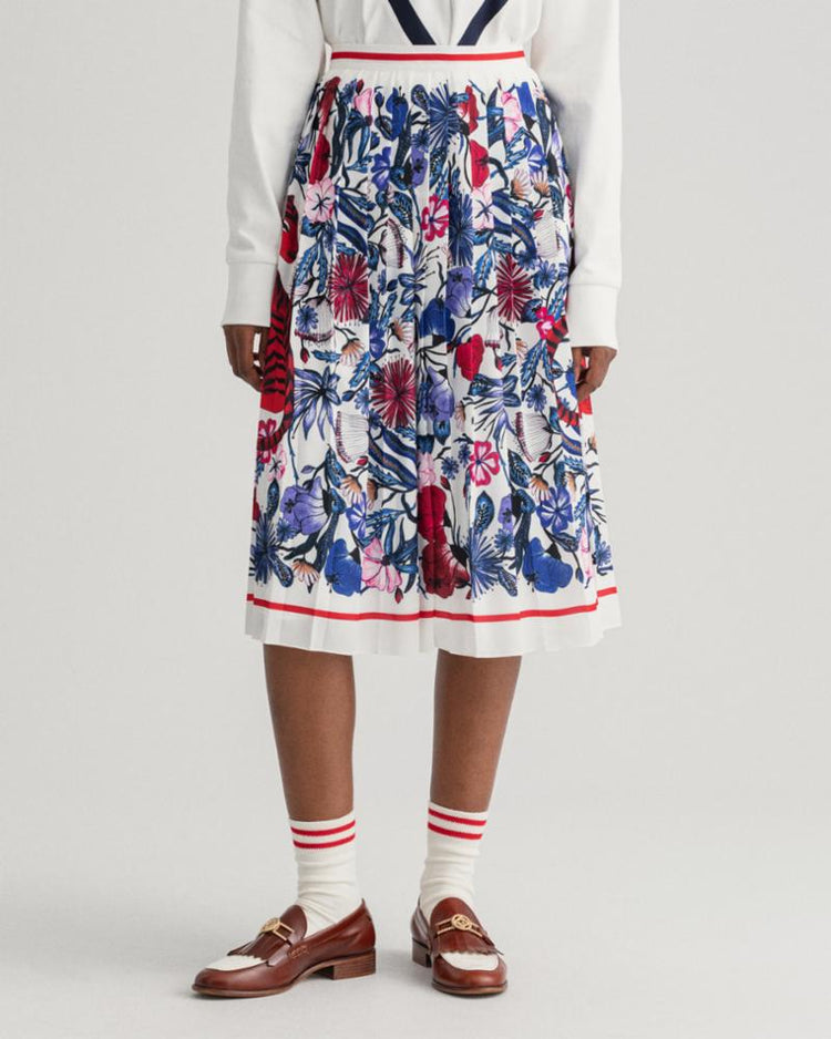 Gant Apparel Womens TIGER FLORAL PLEATED SKIRT 113/EGGSHELL