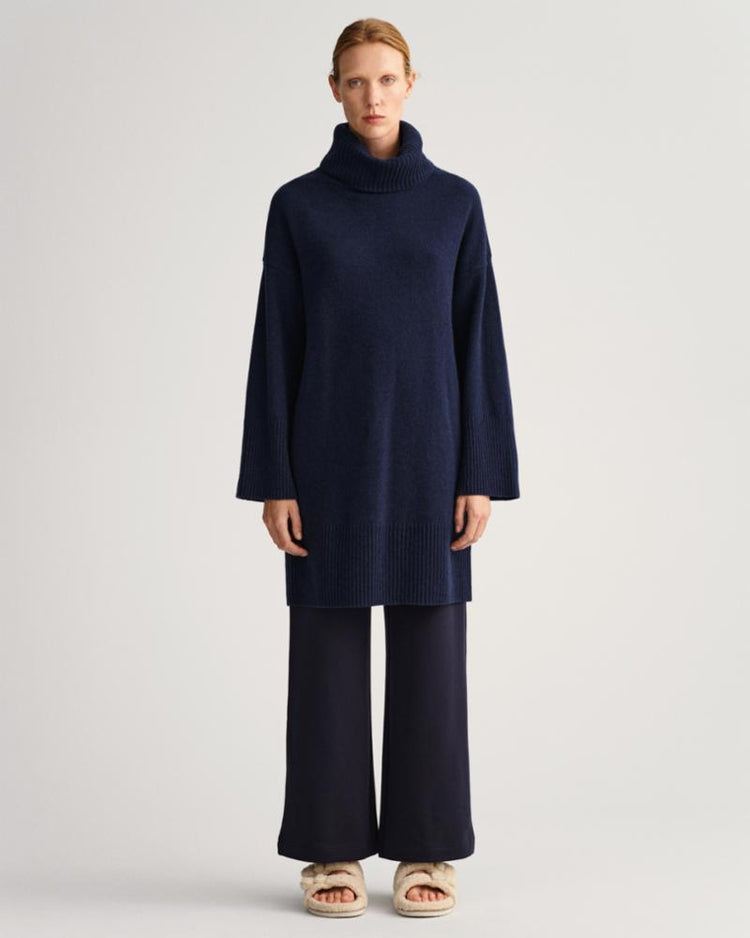 Gant Apparel Womens LOUNGE ROLLNECK DRESS 433/EVENING BLUE