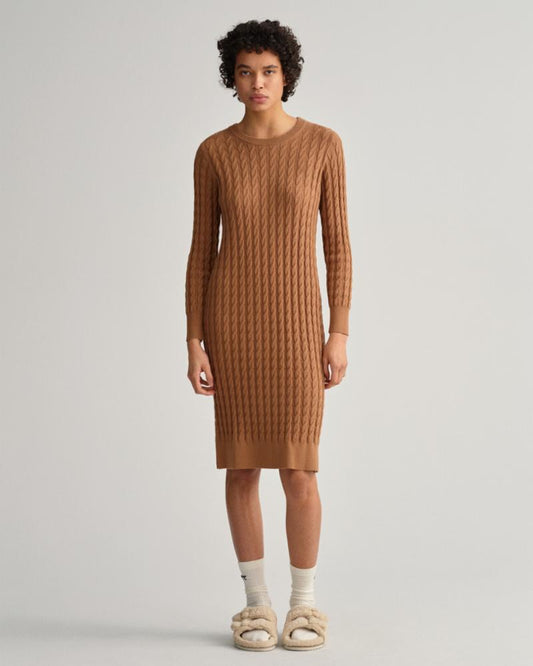 Gant Apparel Womens TWISTED CABLE DRESS 210/ROASTED WALNUT