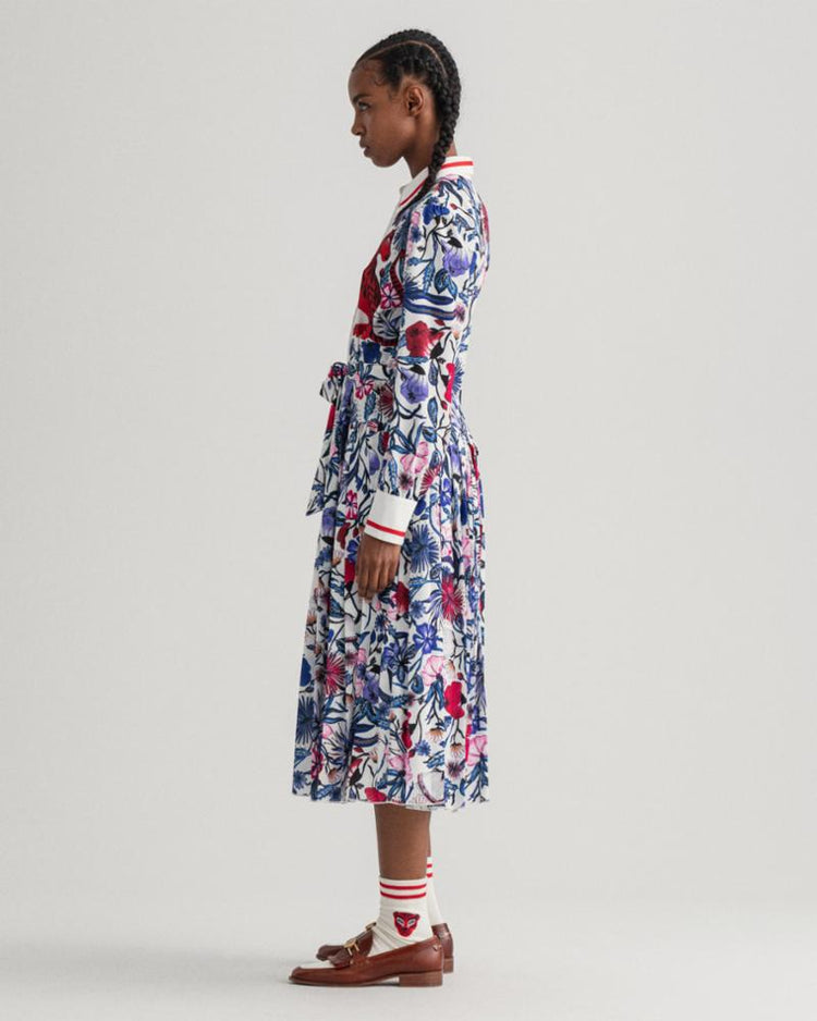 Gant Apparel Womens TIGER FLOWER PLEATED DRESS 113/EGGSHELL